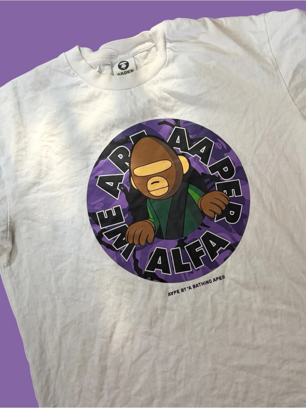 AAPE by A Bathing Ape White 'AAPER ALFA' T-Shirt